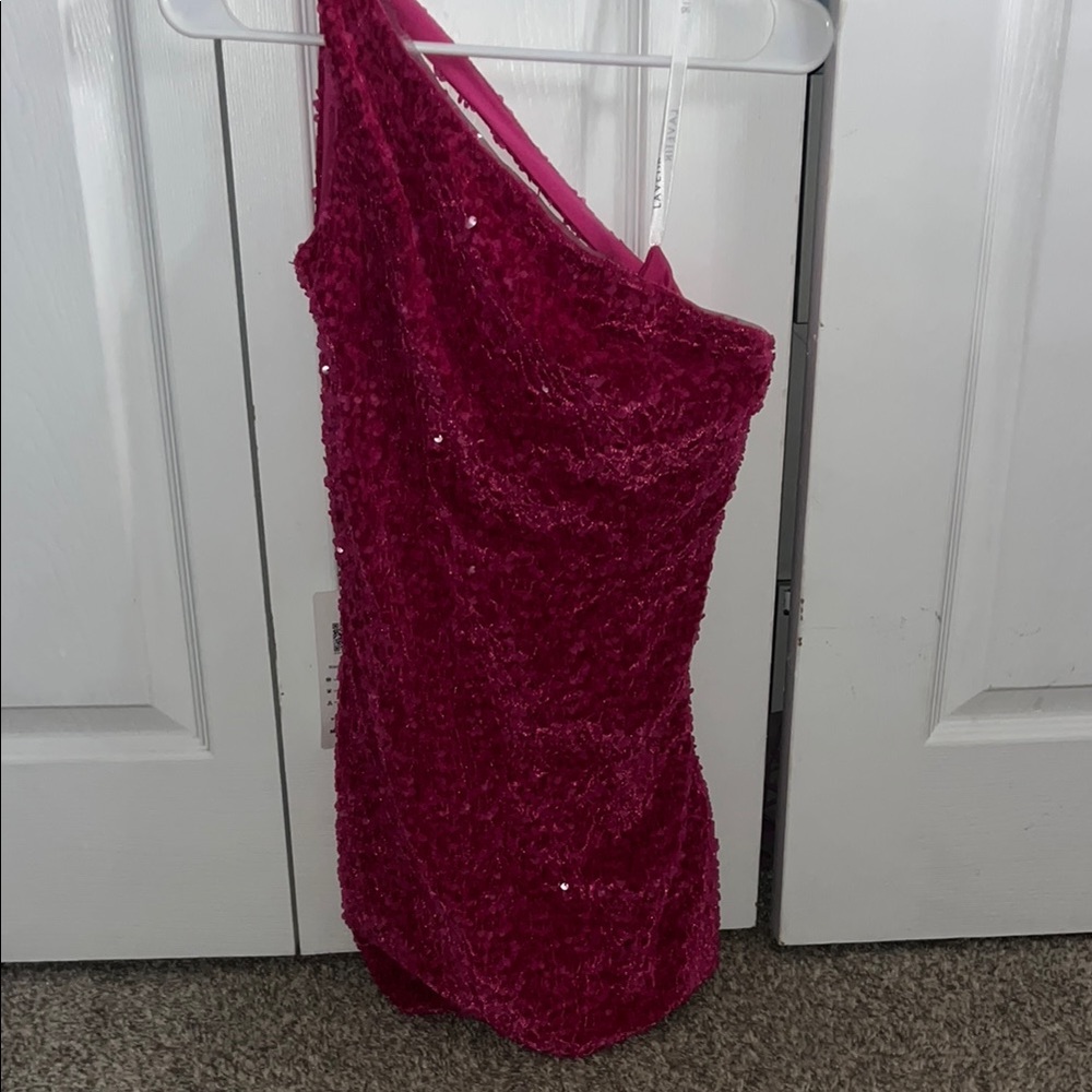 Pink One-Shoulder Sequin Dress